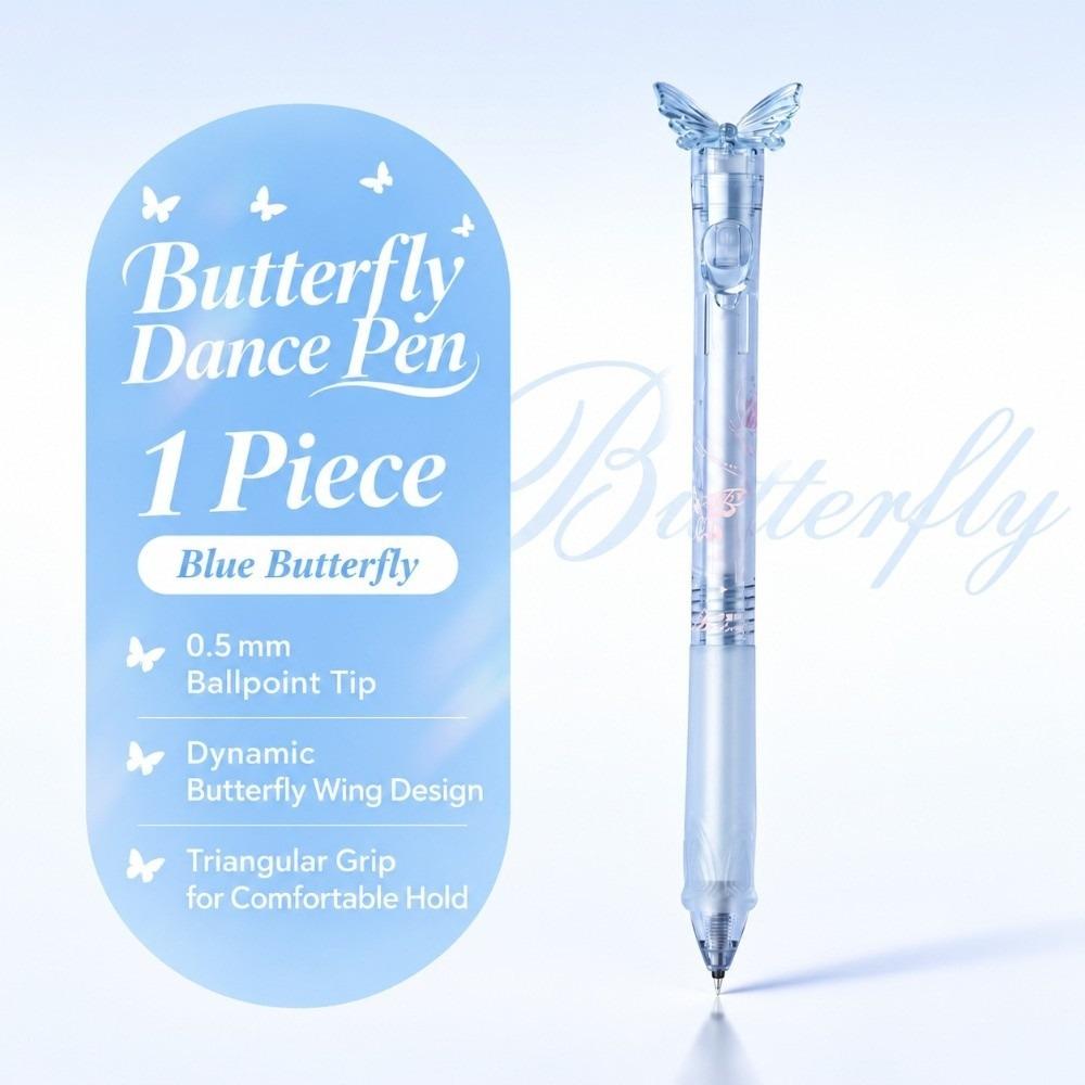 Smooth Writing Gleaming Wings Butterfly Pen Retractable Black Ink Pens School Supplies