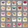 50 Floral Bouquet Stickers: Heart & Flower Designs for Journals, Tablets, Phones, and More