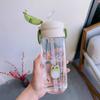 Water bottle Internet celebrity popular children's plastic double drinking cup cute bouncing cover outdoor portable straw direct drinking student