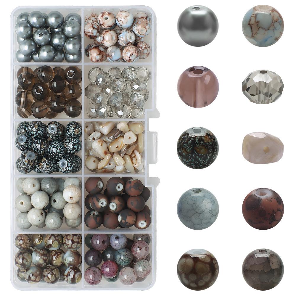 

Gradient Crystal Glass Beads 8MM – Colorful Water Ink Jade Series for DIY Jewelry 10-compartment box