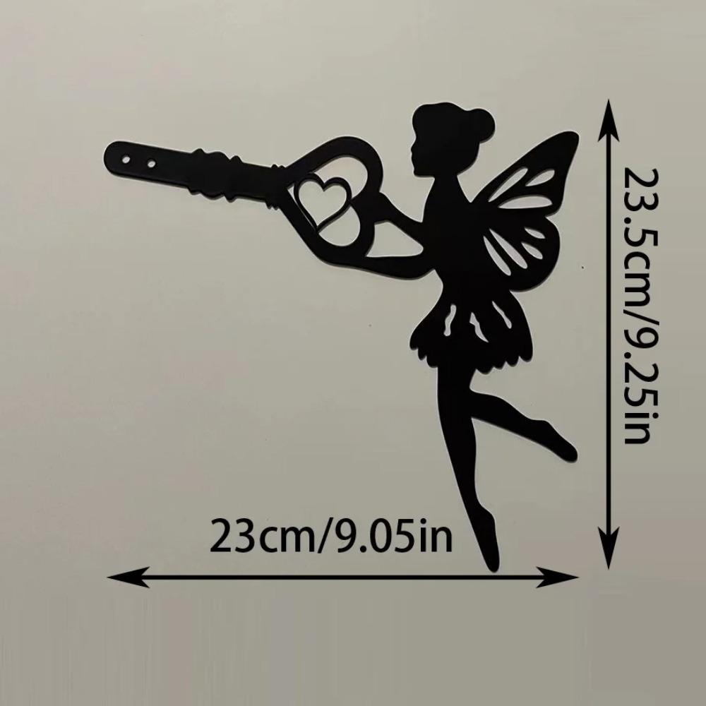 1pc Angel On Branch Steel Silhouette – Metal Wall Art for Home, and Patio, Outdoor Statue Stake Decoration, Ideal for Birthdays