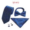 Men'S Waist Tie, Bow Tie, Pocket Towel, Cuff 4-Piece Set, Wedding Gift At Work