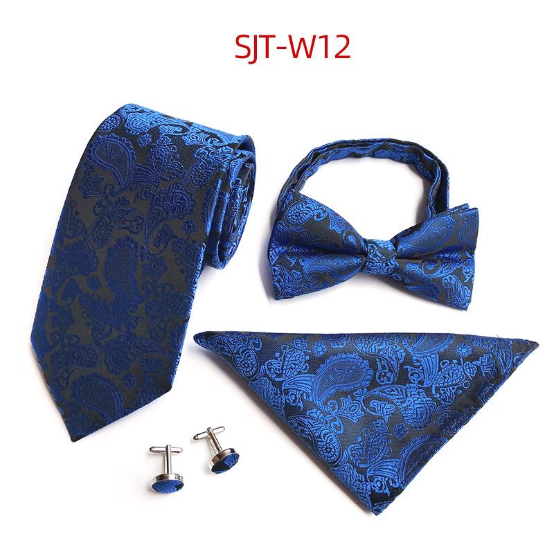 Men'S Waist Tie, Bow Tie, Pocket Towel, Cuff 4-Piece Set, Wedding Gift At Work