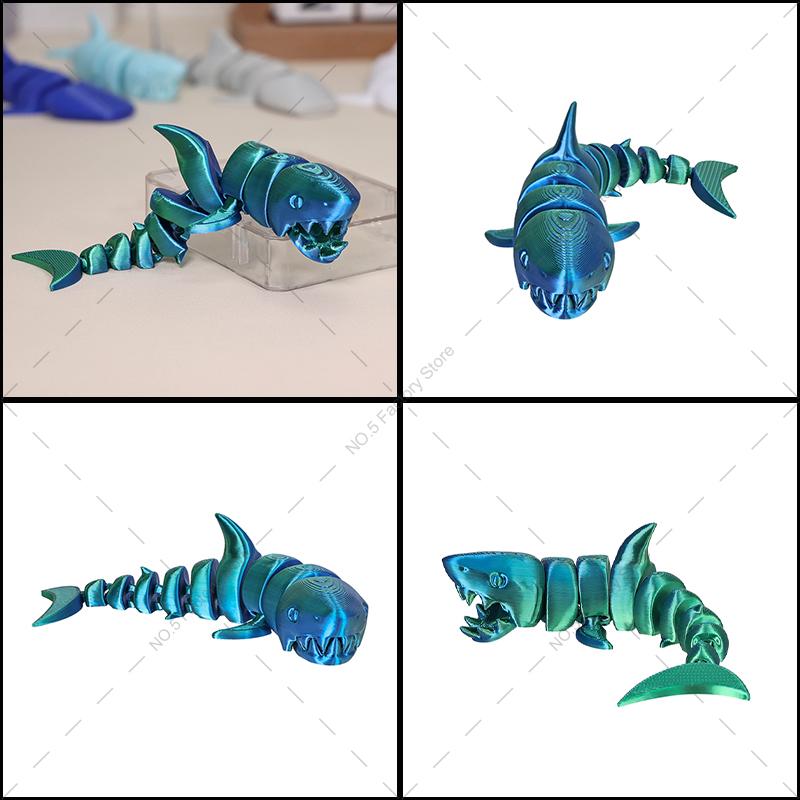 3D Printed Shark Action Figures Multi-Jointed Movable Animal Craft Figurine Home Ornament Christmas Gift For Child Toy