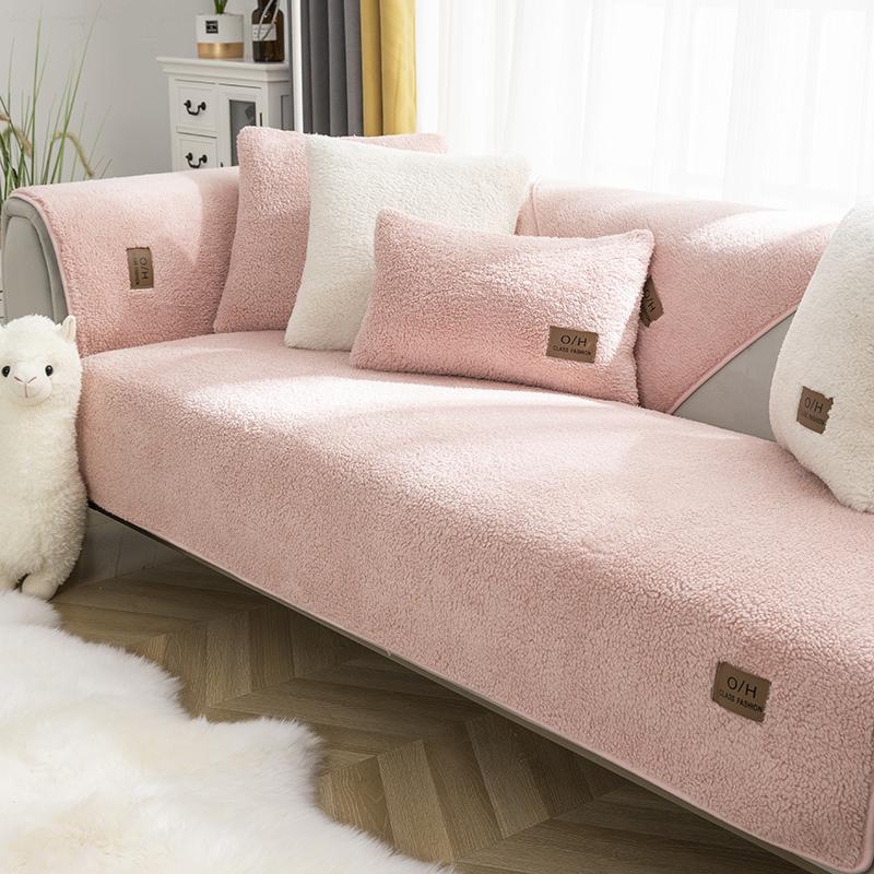 Lamb's Wool Sofa Cushion Winter Thickened Plush Winter Non-slip Sitting Cushion Simple Modern Sofa Cover Cover Cloth Towel