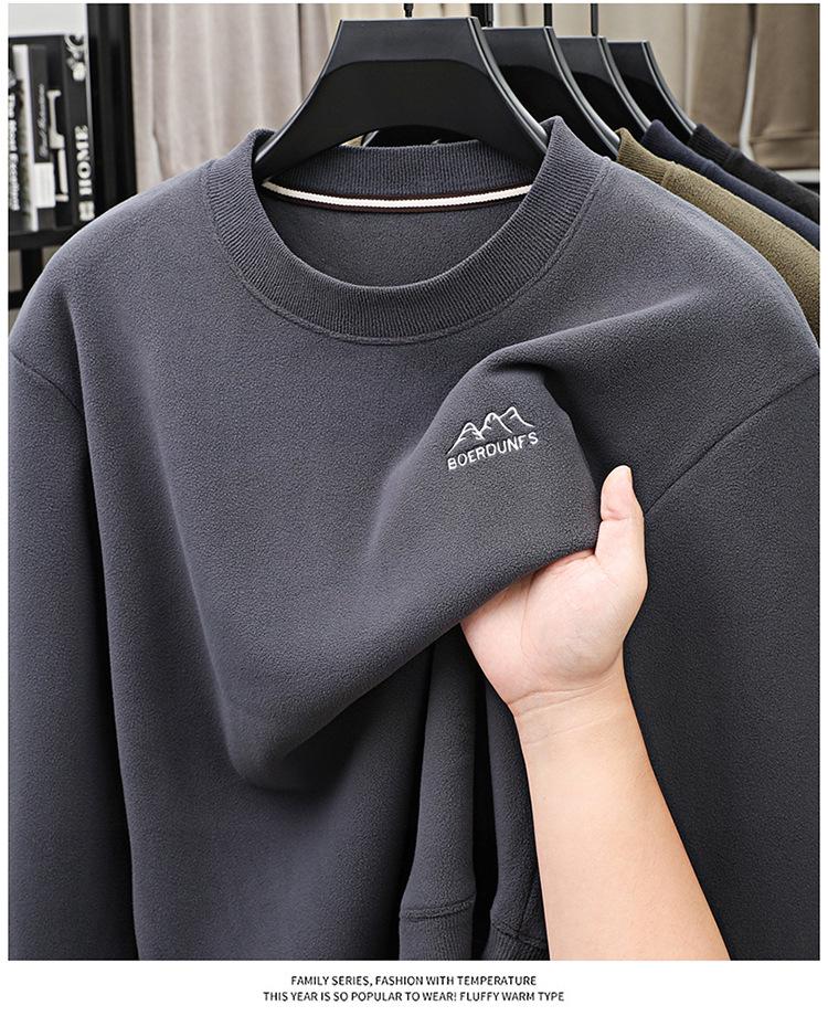 Dad's Winter Sweatshirt: Mid-Aged Men's Loose Fit, Double-Sided Coral Fleece Pullover