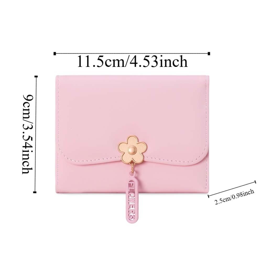 Portable Candy Color Wallet Pouch Multiple Card Short Leather Purse Anti-splash Water PVC Three Fold Card Bag Students