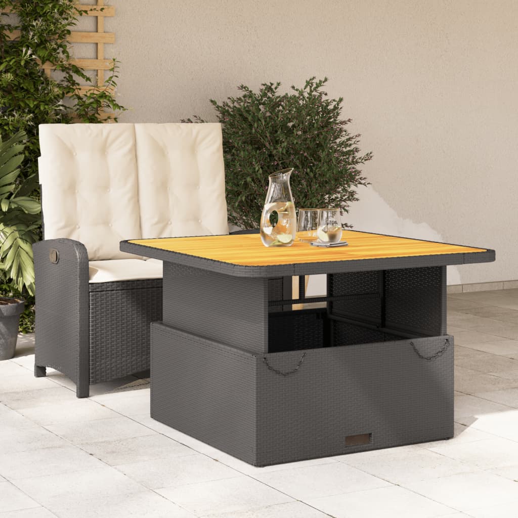 2 Piece Garden Dining Set with Cushions Black Poly Rattan