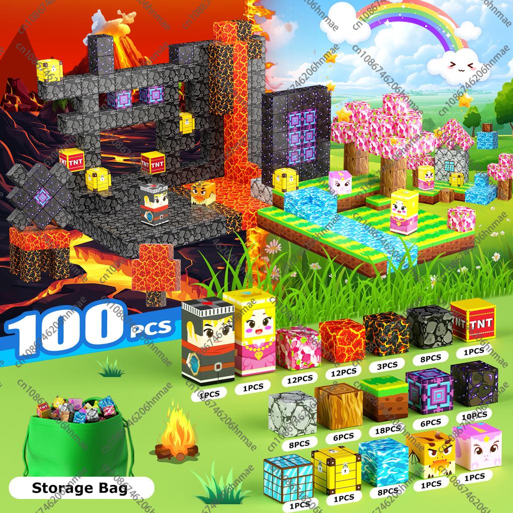 Magnetische Bausteine Mine Welt Magnetwürfel Set für Junge Mädchen Kind Alter 3+ DIY Modell Kinder Stem Montessori Sensorisches Spielzeug Geschenk