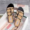 Fashion Ladies Slippers Summer New Outdoor Rivet Slippers Women's Middle Heel Sandals Women Slippers Plus Size 41-43