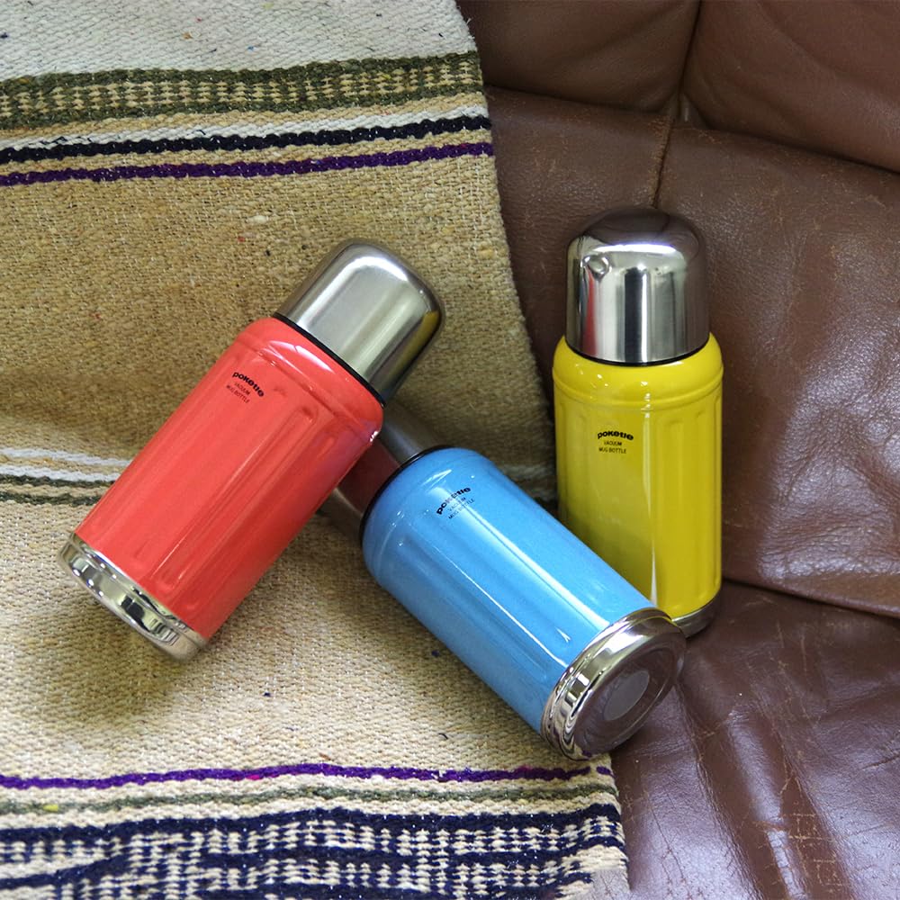 POKETLE 350ml nerezová láhev Retro One Touch Cup Včetně Classic 350 Blue Grey