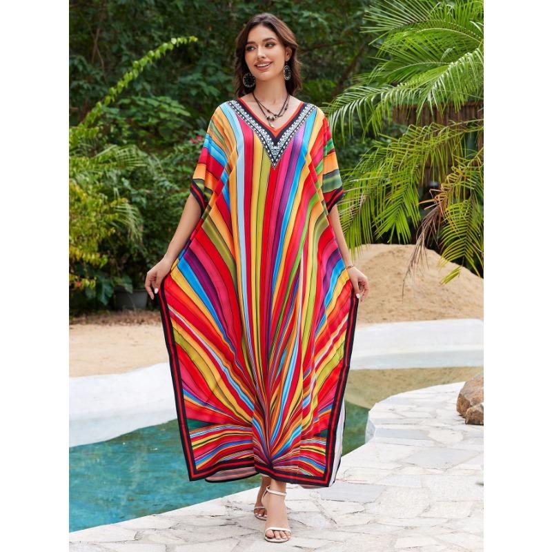 Plus Size Women's New Beach Blouse Print Loose Holiday Bikini Sunscreen Swimsuit Blouse