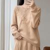 2026 Women's Hand-Embroidered Pure Wool Knitwear: Soft, Loose, Round Neck, Long Sleeve Sweater for Autumn/Winter