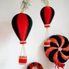 Foam Flocking Simulation Candy Cane Decoration hot air balloon Red Green Christmas Velvet Hanging Canes Hanging