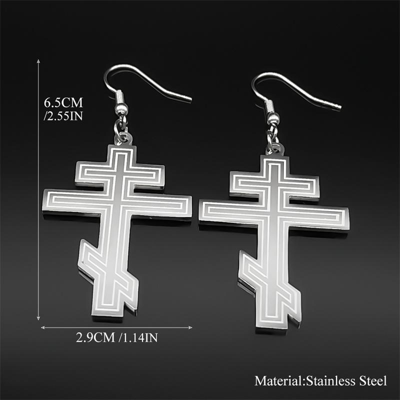 Hip Hop Stainless Steel Orthodox Hoop Earrings for Women Faith Christ Amulet Dangle Earring Classic Religious Jewelry Gifts 8449