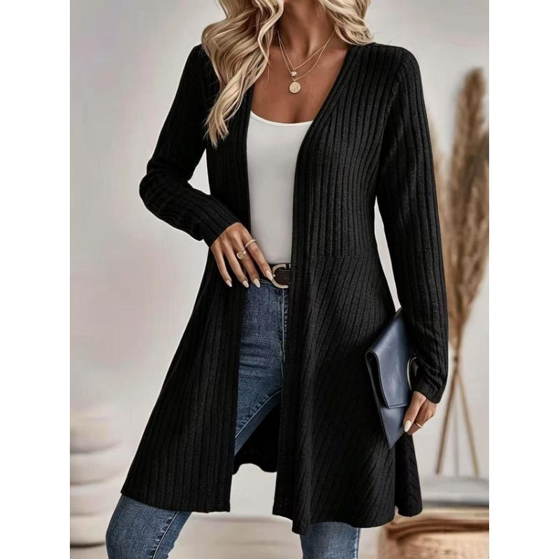 Women S Long Knit Cardigan Coat Solid Color Casual Sweater