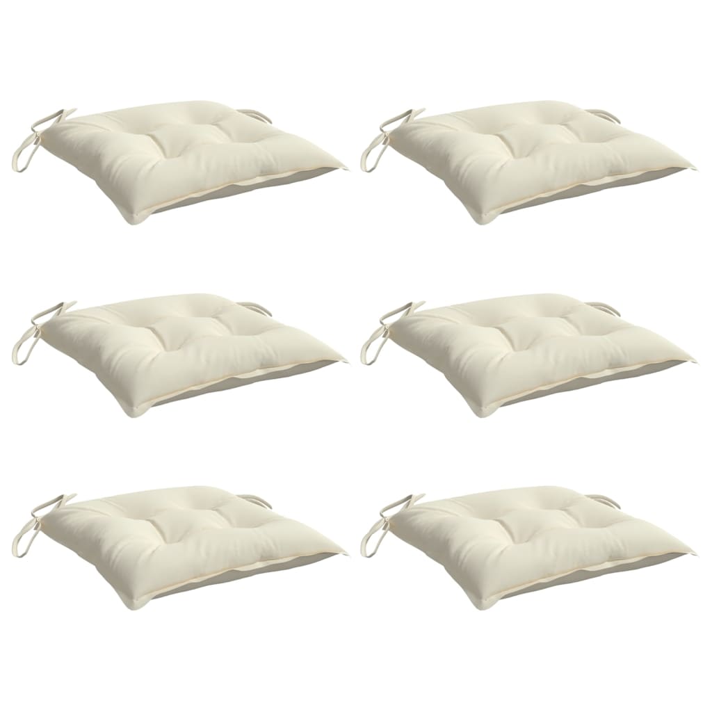 Chair Cushions 6 Pcs Cream White 40x40x7 Cm Oxford Fabric