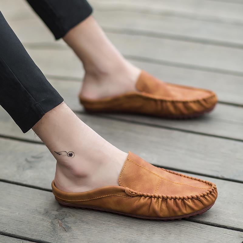 

Уличные мюли мужские туфли с открытой пяткой летние мужские шлепанцы слипоны без задника лоферы тапочки полуботинки для мужчин сандалии 2025 39