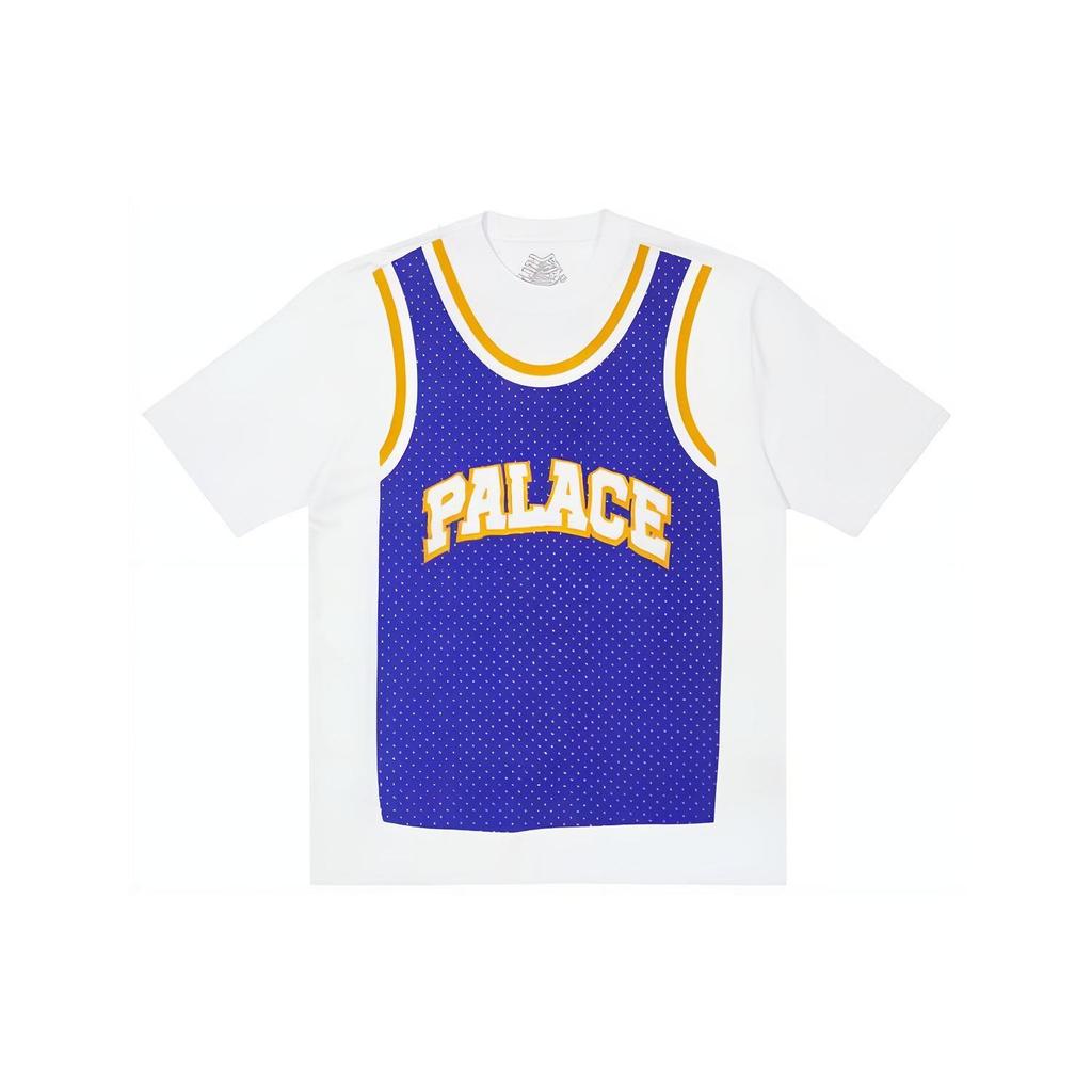 Palace SS22 Basketball Vest Print Crew Neck Short Sleeve T-Shirt Unisex Tops White PSSTS440