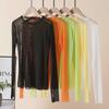 Women's Long Sleeve Mesh Sunscreen T-shirt - Solid Color Ice Silk Thin Top
