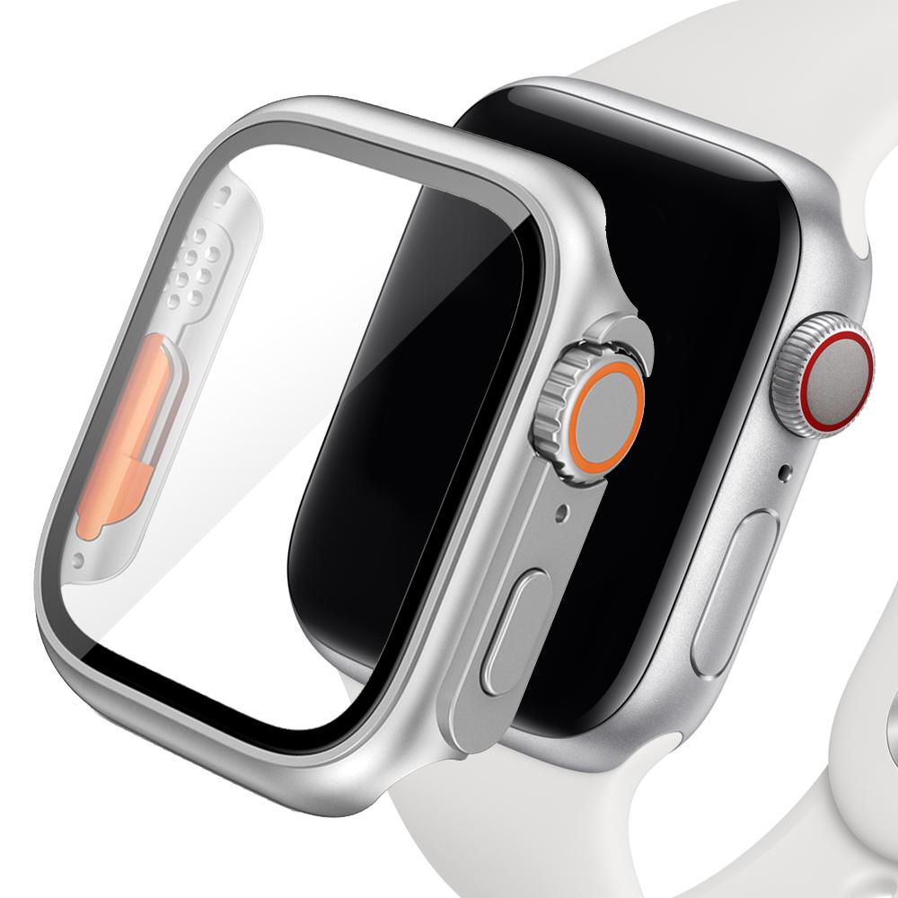 Change to Ultra for Apple Watch Case Series 8 7 45mm 41mm Screen Protector Cover Glass+Case for iWatch 4 5 6 SE 44mm 40mm Bumper