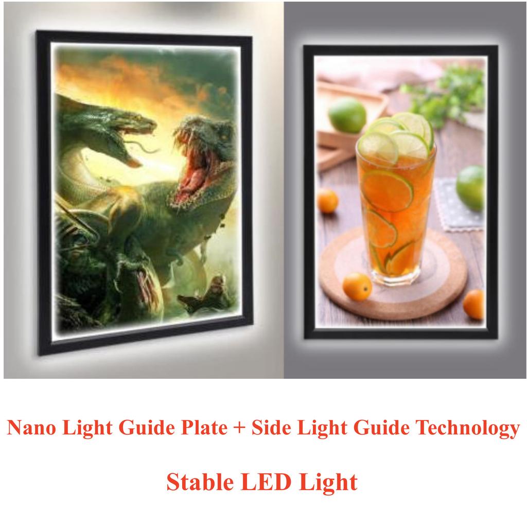24x36 LED Movie Poster Frame Light Box Black Slim Edge Lit Backlit Advertising Display Wall Mount Cinema
