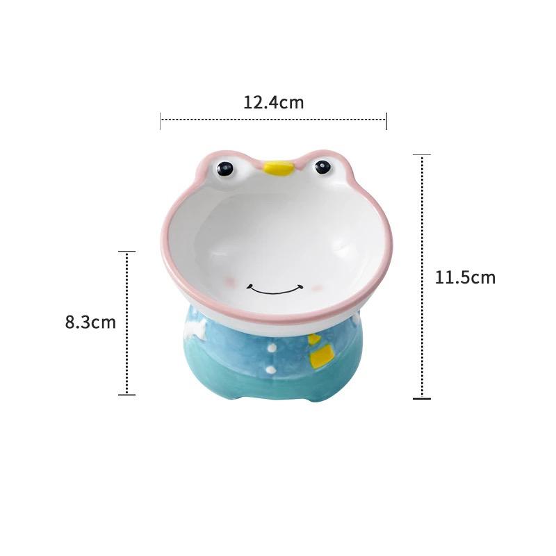 

Creative Cartoon Frog Shaped Pet Bowl, Anti Overturning Drinking Water Food Oblique Mouth, Cat Bowls, Neck Protection, 1Pc