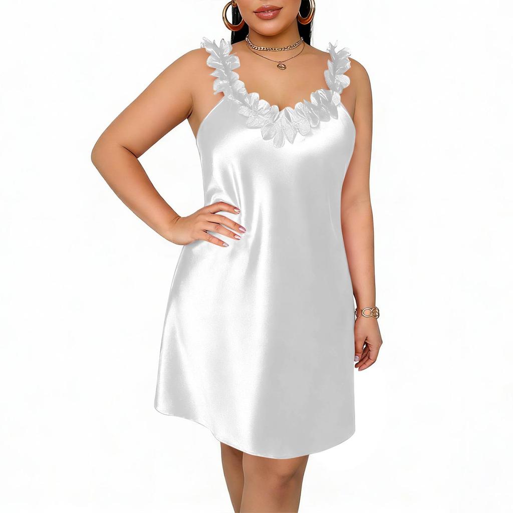 Women's Plus Size Lightweight Homewear Strapless Ice Silk Short Nightdress