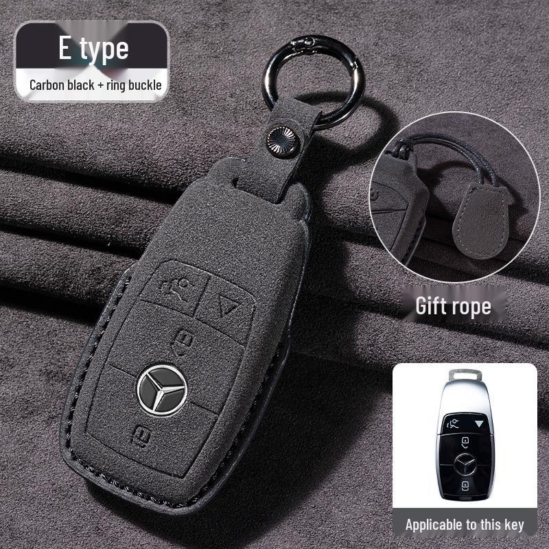 Mercedes-Benz E300L/GLC260/E260L Key Cover with Full Suede and Buckle - Men's Interior Decoration
