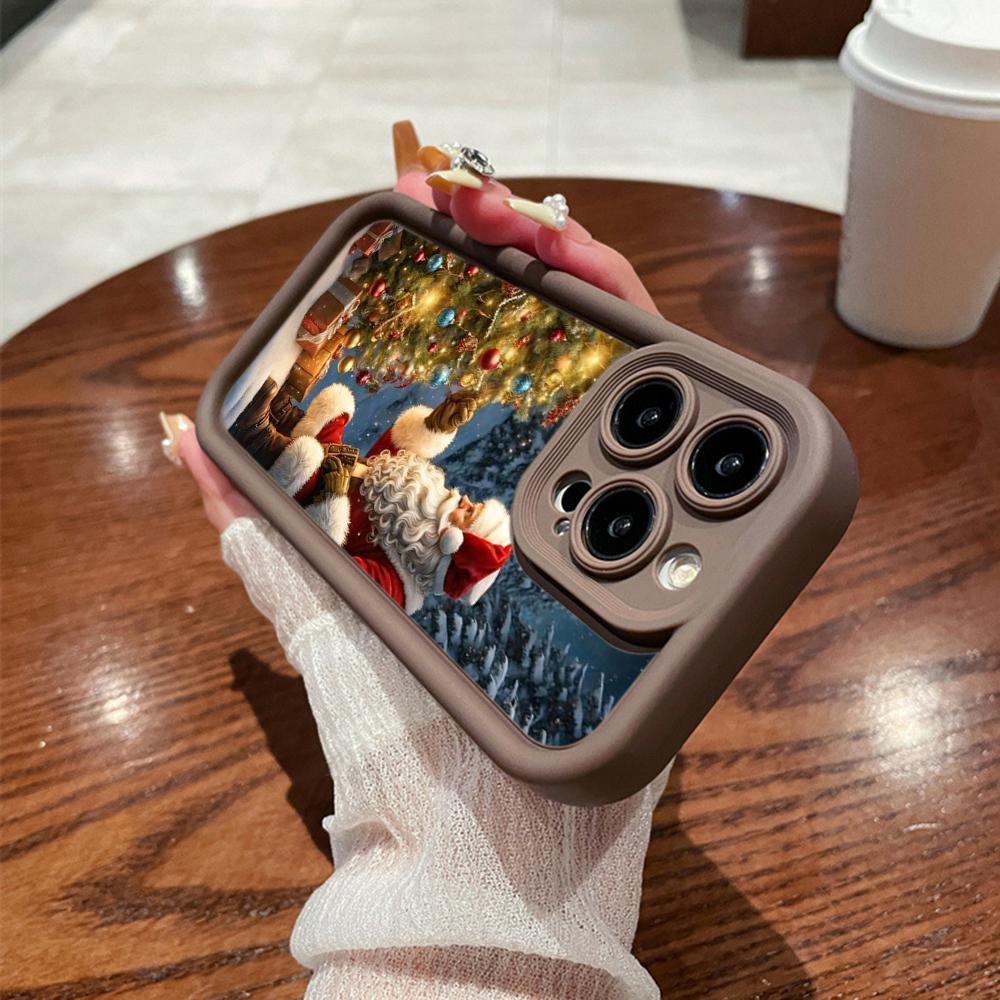 N105 Christmas Happy New Year Art Soft Angel Eyes Phone Cases for iPhone 16 15 14 13 11 Pro Max 8 7 6s Plus 12 Mini XR XS Max SE Shockproof Cover