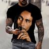 Nuova T-shirt 3D Harajuku Stampa Bob Marley da Uomo a Maniche Corte Estiva Casual Traspirante Oversize Moda Popolare Cime Rapper