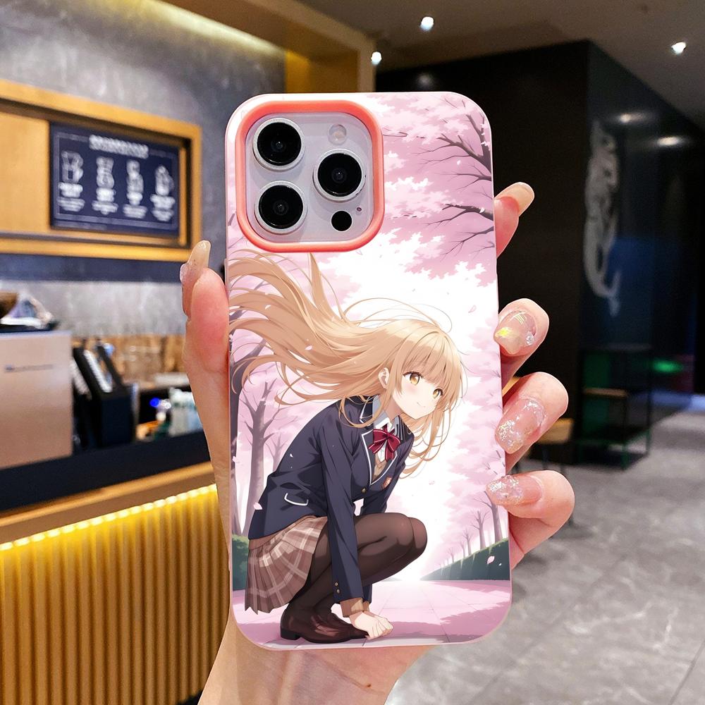 

Angel Mahiru Shina Phone Case for iPhone 17 16 15 14 13 12 11 Air Pro Max Plus Jelly Double layer Pink Cover iPhone 12 Pro Max