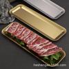 Korean Version of 304 Stainless Steel Rectangular Plate, 40cm Strip Plate, Thick Golden Sushi Plate, Barbecue Plate, Flat Plate