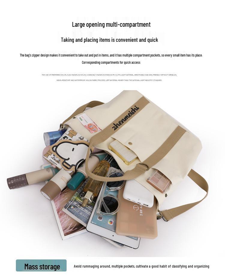 New Canvas Women's Tote: Simple, Trendy, Large-Capacity Crossbody Handbag