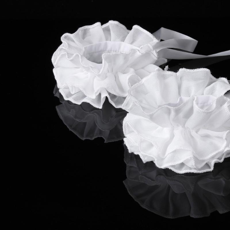 Elizabethan Ruffle False Collar Victorian Style Neck Ruff and Wrist Cuffs Set for Halloween Cosplay Costume Accessories