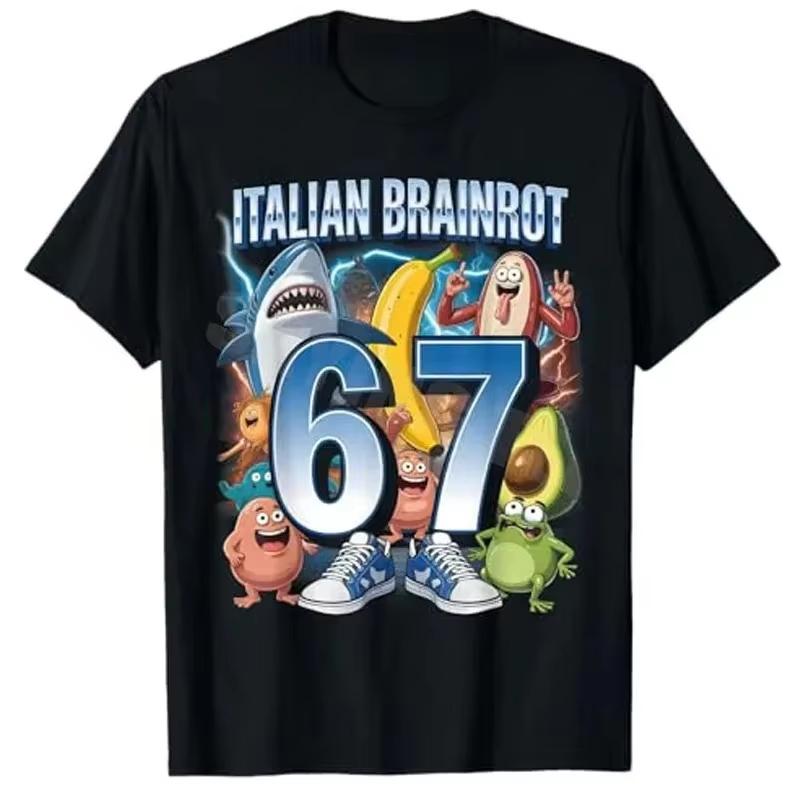 

Funny Six Seven Meme Italian Brainrot Shirt YK printcotton Hot sale Unisex shirt Summer New Oversized neck Unisex Tshirt M