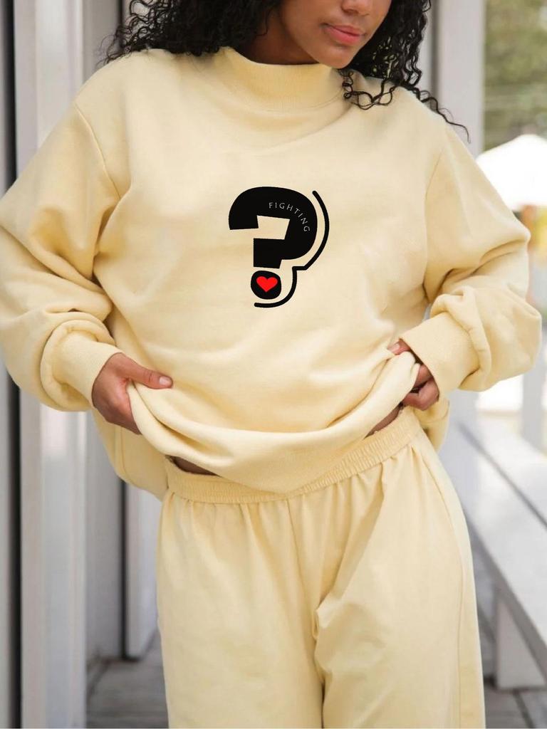 Women's High Neck Long Sleeve Casual Hoodie - Heavyweight, Comfortable, and Versatile for Spring and Autumn