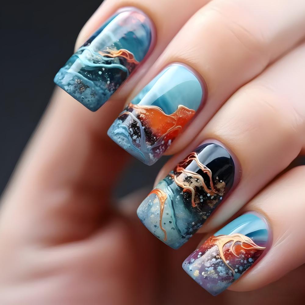 24 Pezzi Unghie Finte French Press Semplici Punte Unghie Design Striscia Amore Unghie Finte Quadrato Corte Donna Acrilico Copertura Completa Nail Art Unghia Finta