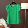 Women's Plus Size Chiffon Top: Loose, Fashionable, Short-Sleeved Summer Blouse