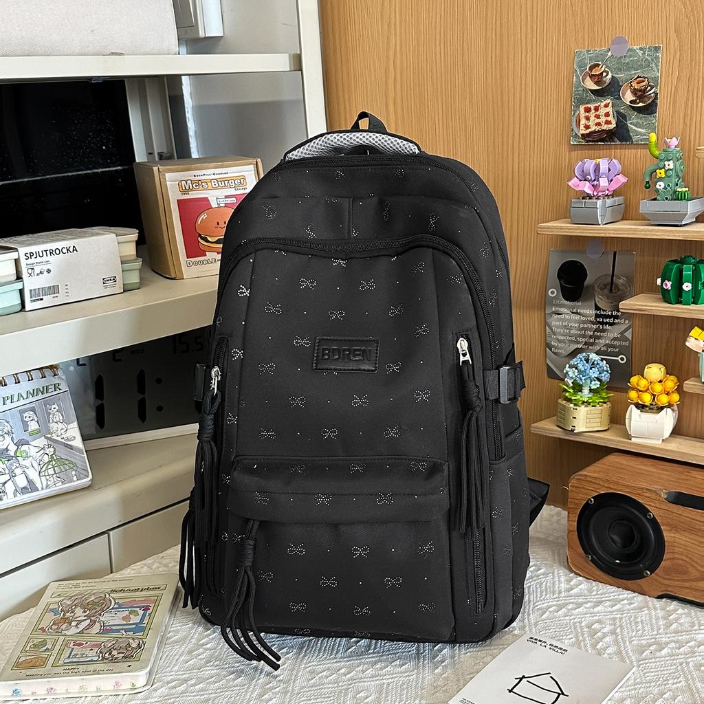 Schoolbag New College Style Backpack Lightweight Cute School Bag Bow Junior High School Female College Student Commuter Backpack