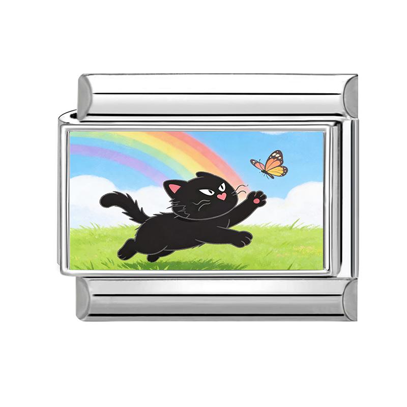 New Creative Design Funny Cats Sunflower Cake Moon Italian Charms Fit 9MM Stainless Steel Women Men Bracelet DIY Jewelry Gifts