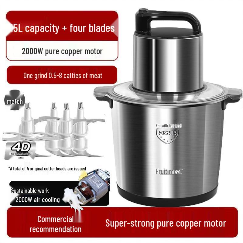 High-Power Multifunctional Food Processor: Electric Mincer & Mixer for Large Capacity