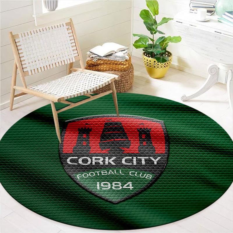 Cork City F.C Round Area Rug,Carpet Rug for Living Room Bedroom Sofa Playroom Decor,Non-slip Floor Mat