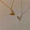 White Copper-Plated Silver V-Shape Necklace - Korean Style, Irregular Design, Simple Cold Style