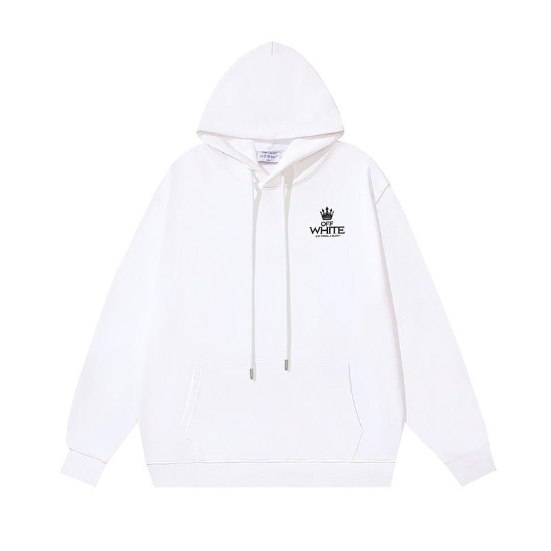 Off-White 2025 Herbst/Winter New Crown Schräg gestreifter Schwarzer Haarschnitt Bedruckter Hoodie Herren- und Damen-Hoodie
