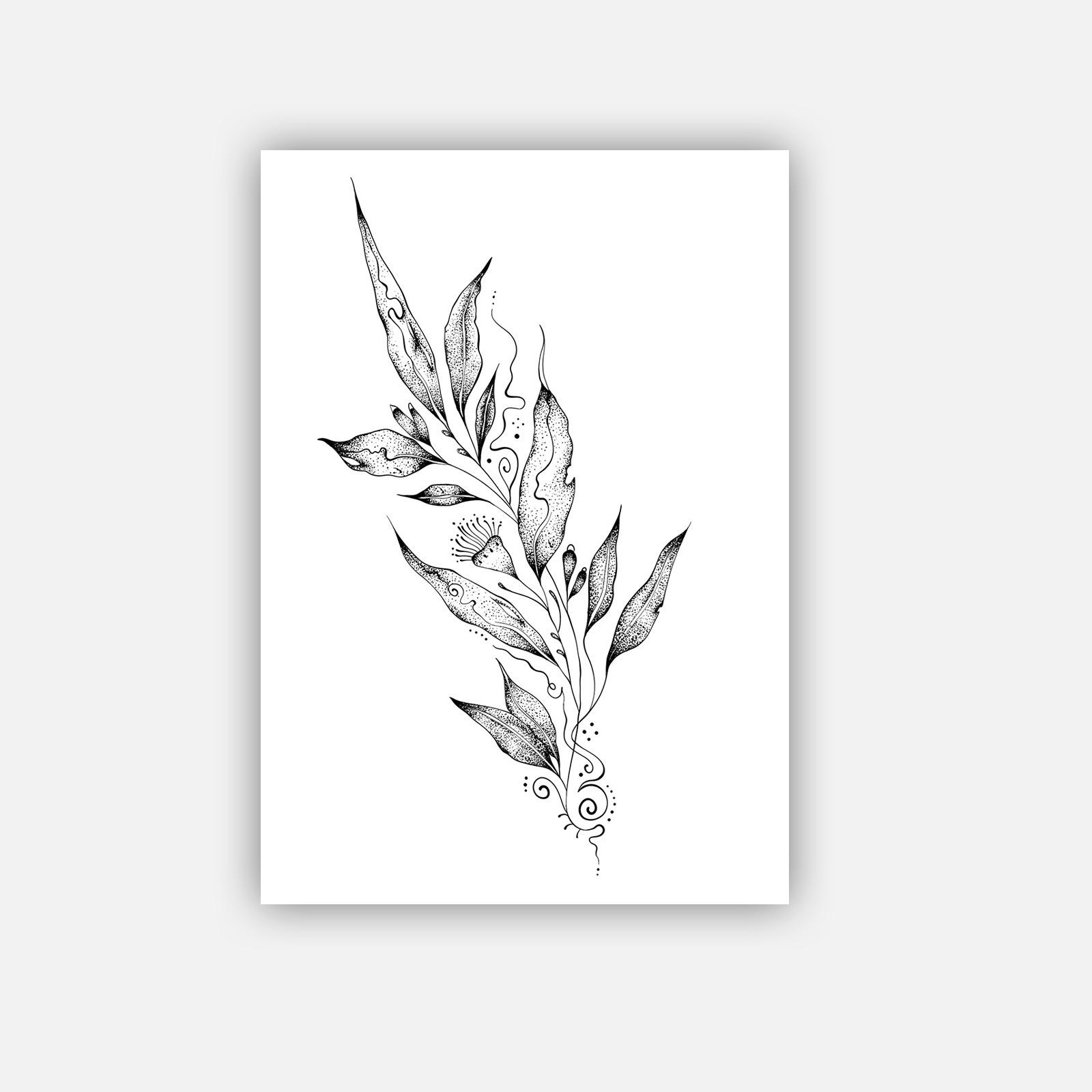 Premium Sense Niche Personality Simple Sexy Small Fresh Willow Leaf Collarbone Tattoo Sticker 7*10