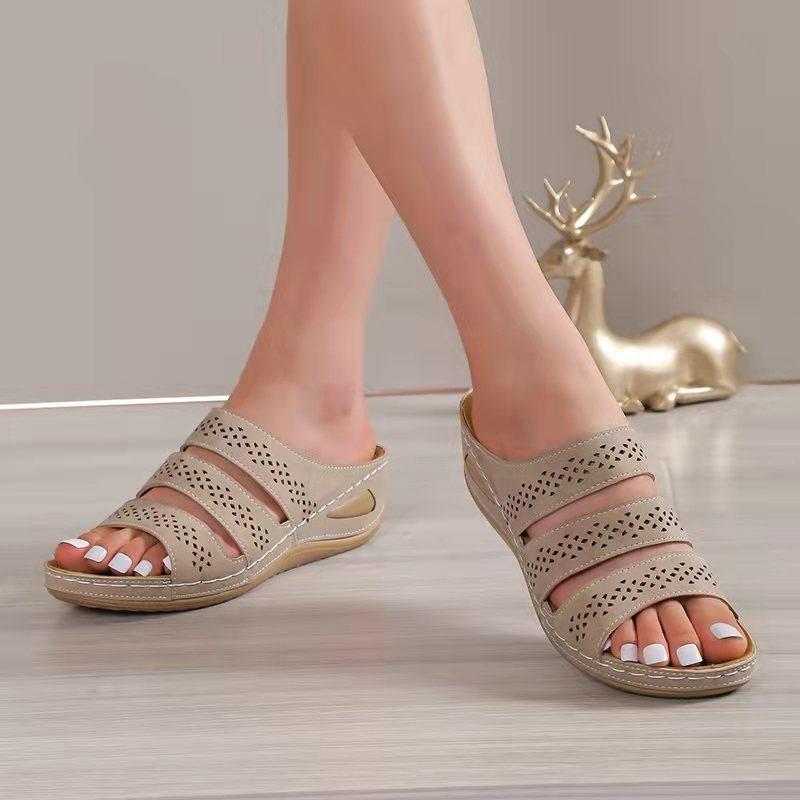 Large size summer new wedge heel hollow word women's sandals