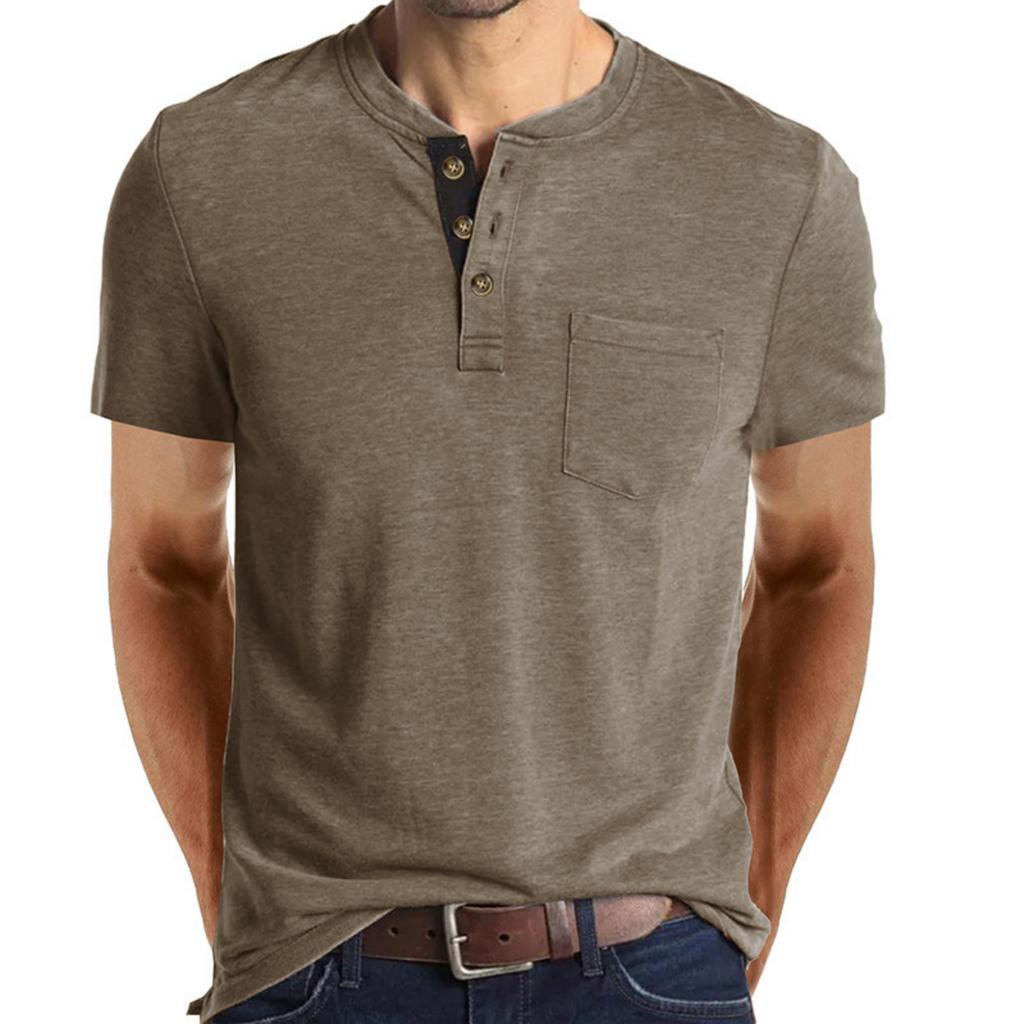 Herren Casual einfarbiges Basis Sportshirt, Herren Rundhals Kurzarm Top