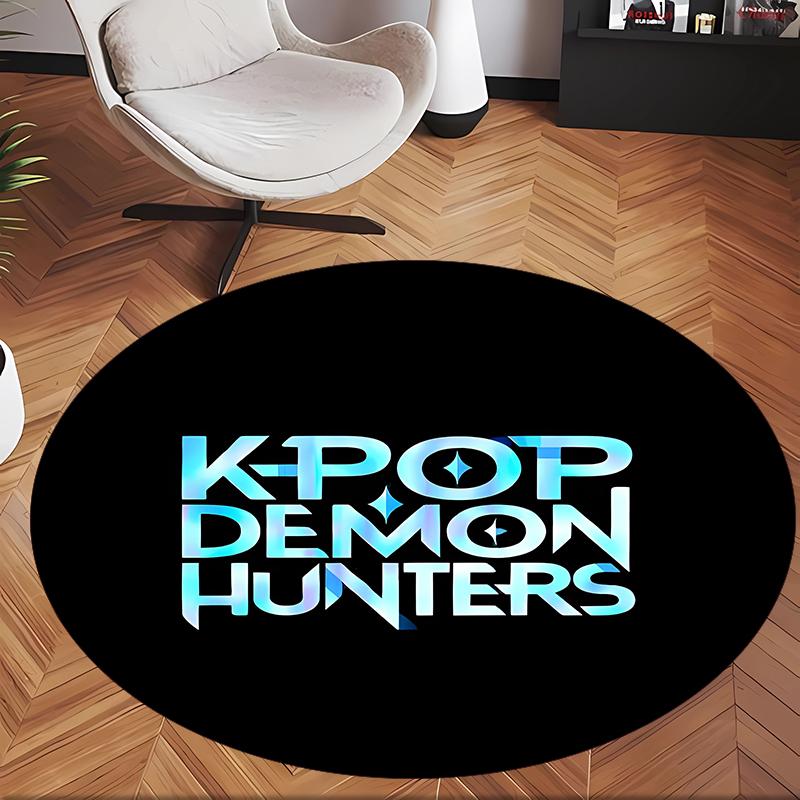 Lovci démonů v K-popu (1) Kulatý kancelářský koberec Dekorativní podlahový koberec do kanceláře, ložnice, obývacího pokoje a domácího prostoru