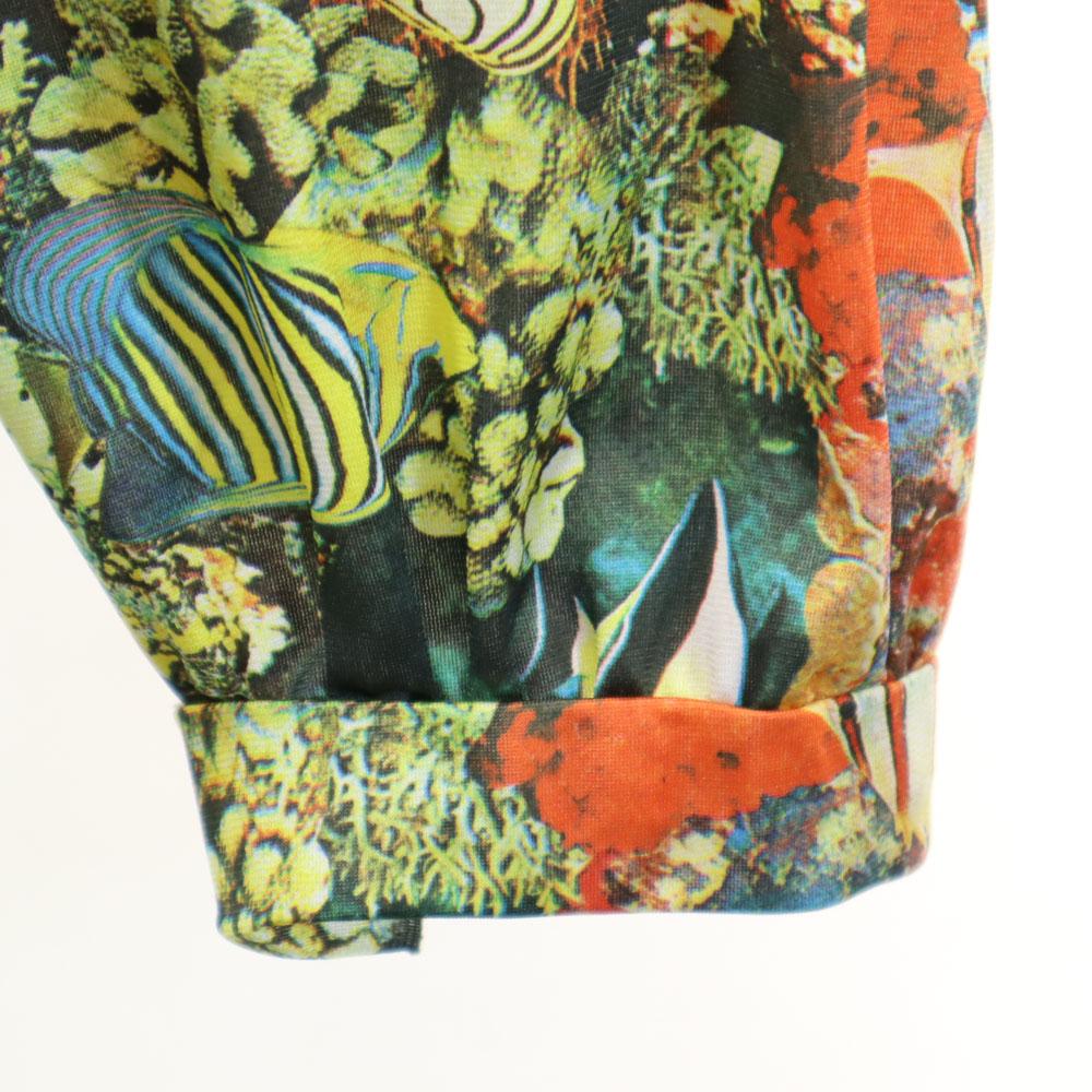 Vintage 70. léta Transkripční Vzor ryby Dlouhý rukáv Skipper Barva košile Pánská Použitá